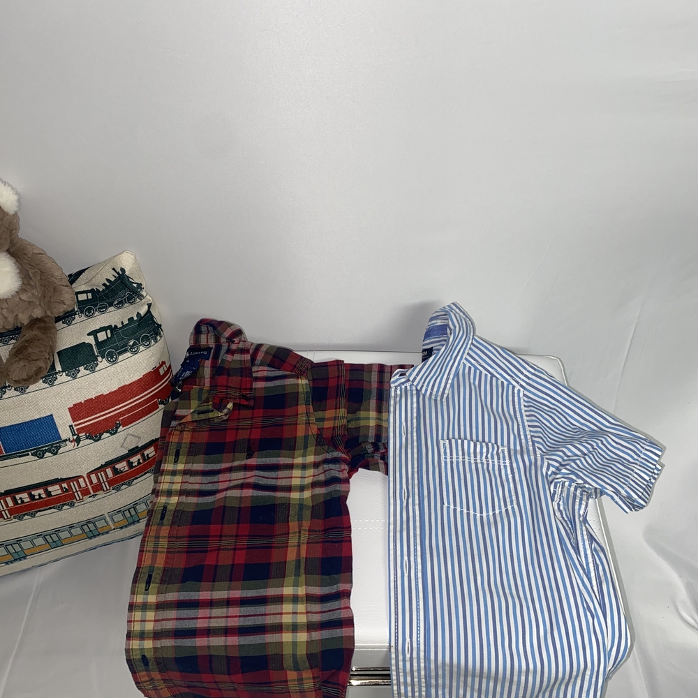 Ralph Lauren Plaid and Oshkosh B' Gosh Striped Button Down Shirts